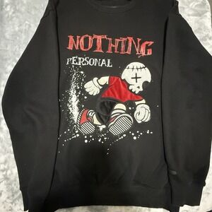 black Focus "Nothing Personal" graphic print fleece sweatshirt Pull Over Size L